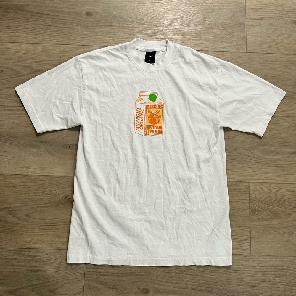HUF Missing Juice T-Shirt - Medium - Made in USA - Vintage Graphic Skate Style